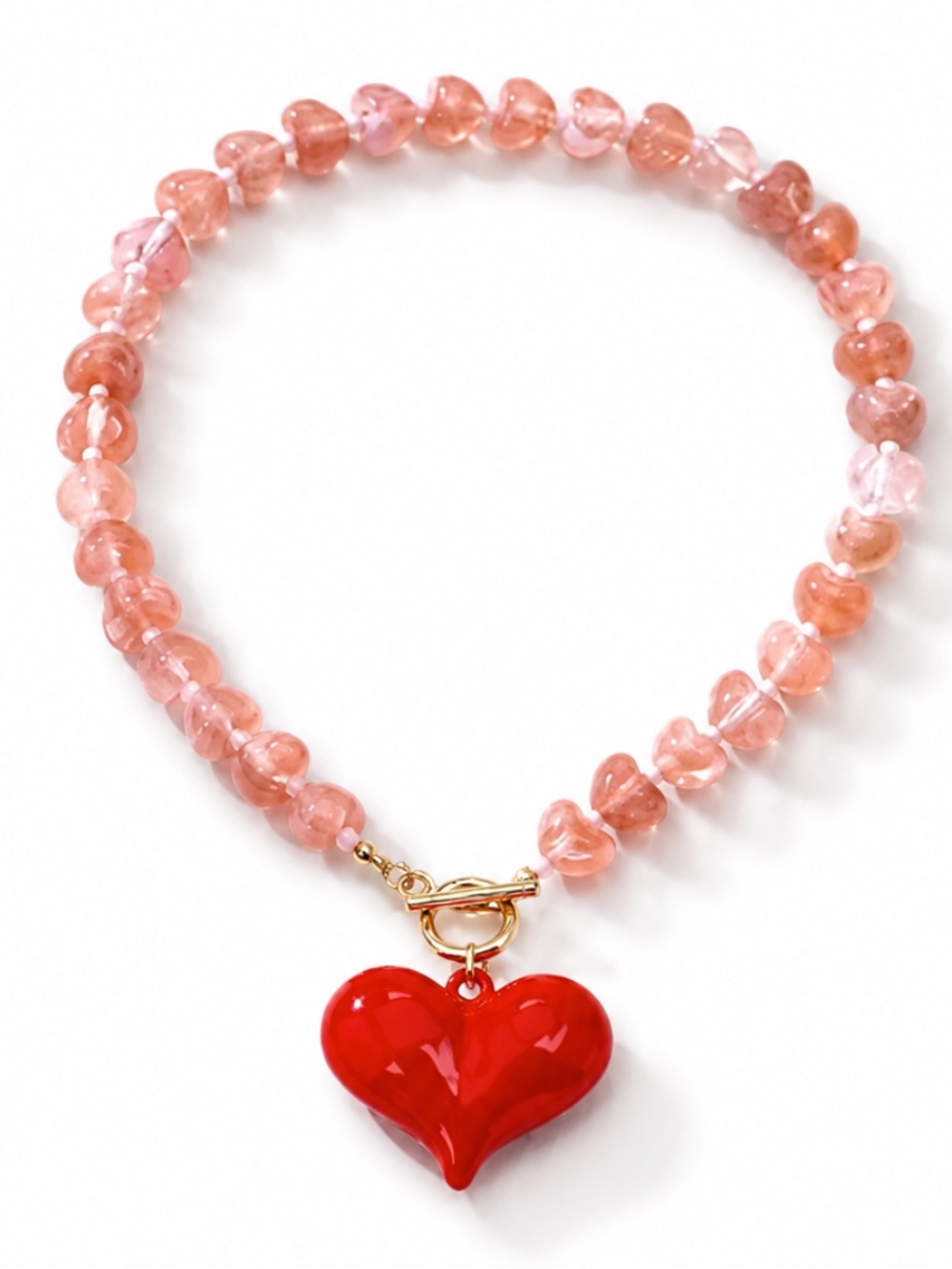 New! Blush Heart Beaded Dopamine Necklace NWOT (1072)
